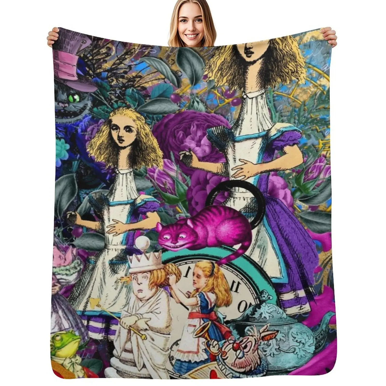 

alice wonderland, alice in vintage wonderland Throw Blanket Elegant Warm Throw Blanket for Hotel Home