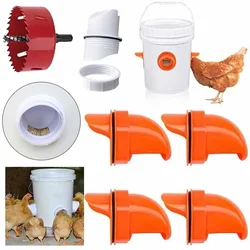 Automatic Chicken Feeder Poultry Feeder DIY Rainproof Feeder Port Kit for Bucket Tank Barrels Bins Gravity Feed Kit Troughs