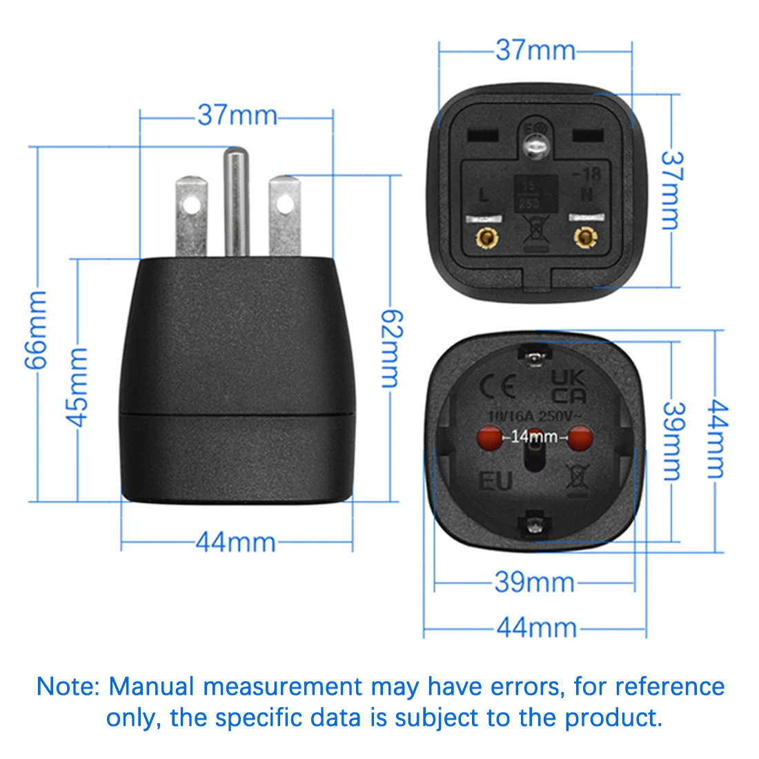 JORINDO Nema 6-15P to EU standard socket power conversion plug, American 3 Pin plug to European country socket power adapter