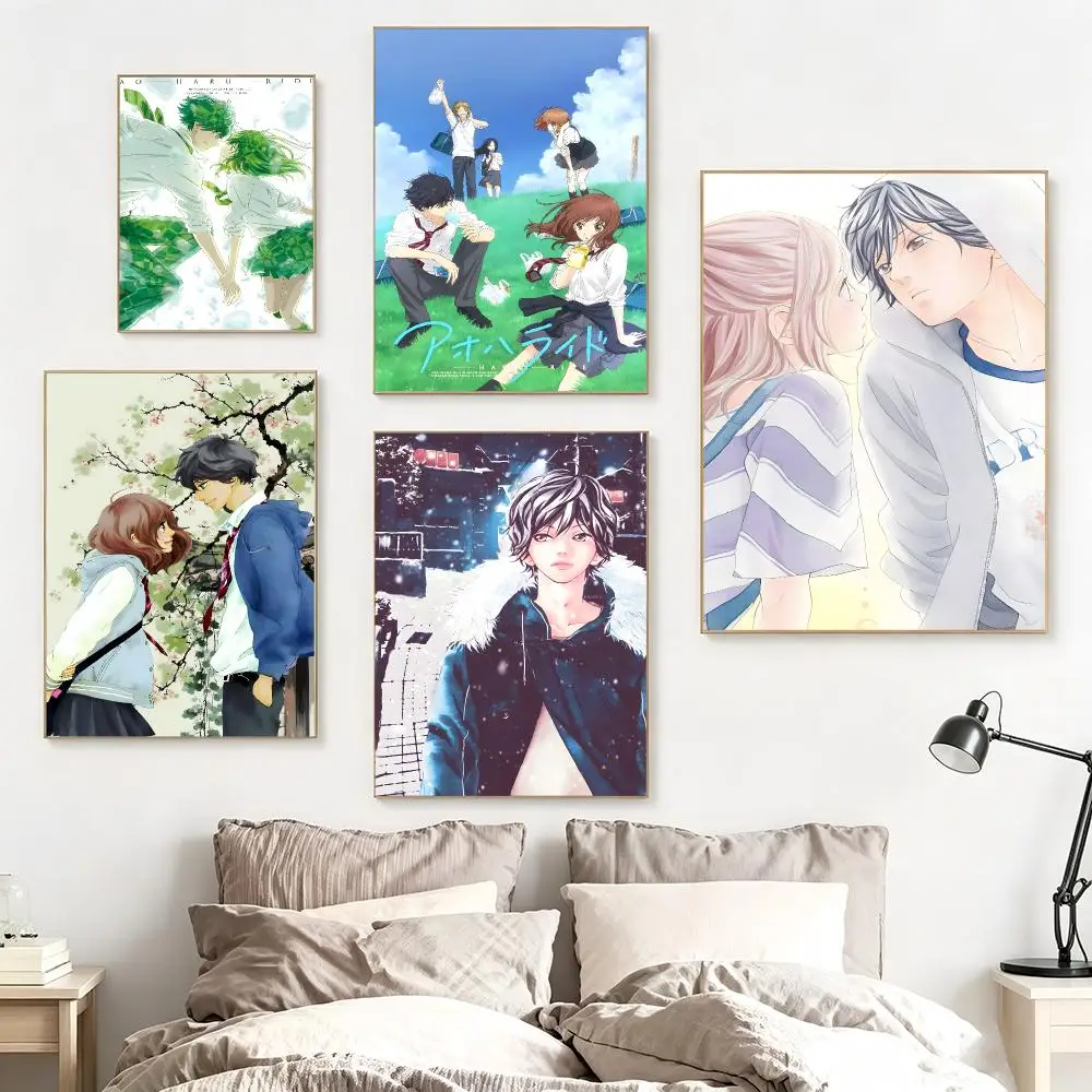 Romance Anime Blue Spring Ride Poster impermeable para el hogar sala de estar dormitorio bar decoracion estetica