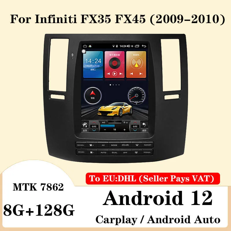 

10.4inch Navigation Android 12 For Infiniti FX FX35 F45 2009-2010 Car Radio Automotive Multimedia Carplay Auto Bluetooth 4G GPS