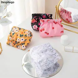 Mini bolsa de Primavera de hojas con cierre automático, monedero de flores, cereza, bolsas de artículos pequeños, bolsa de cosméticos de lápiz labial de viaje