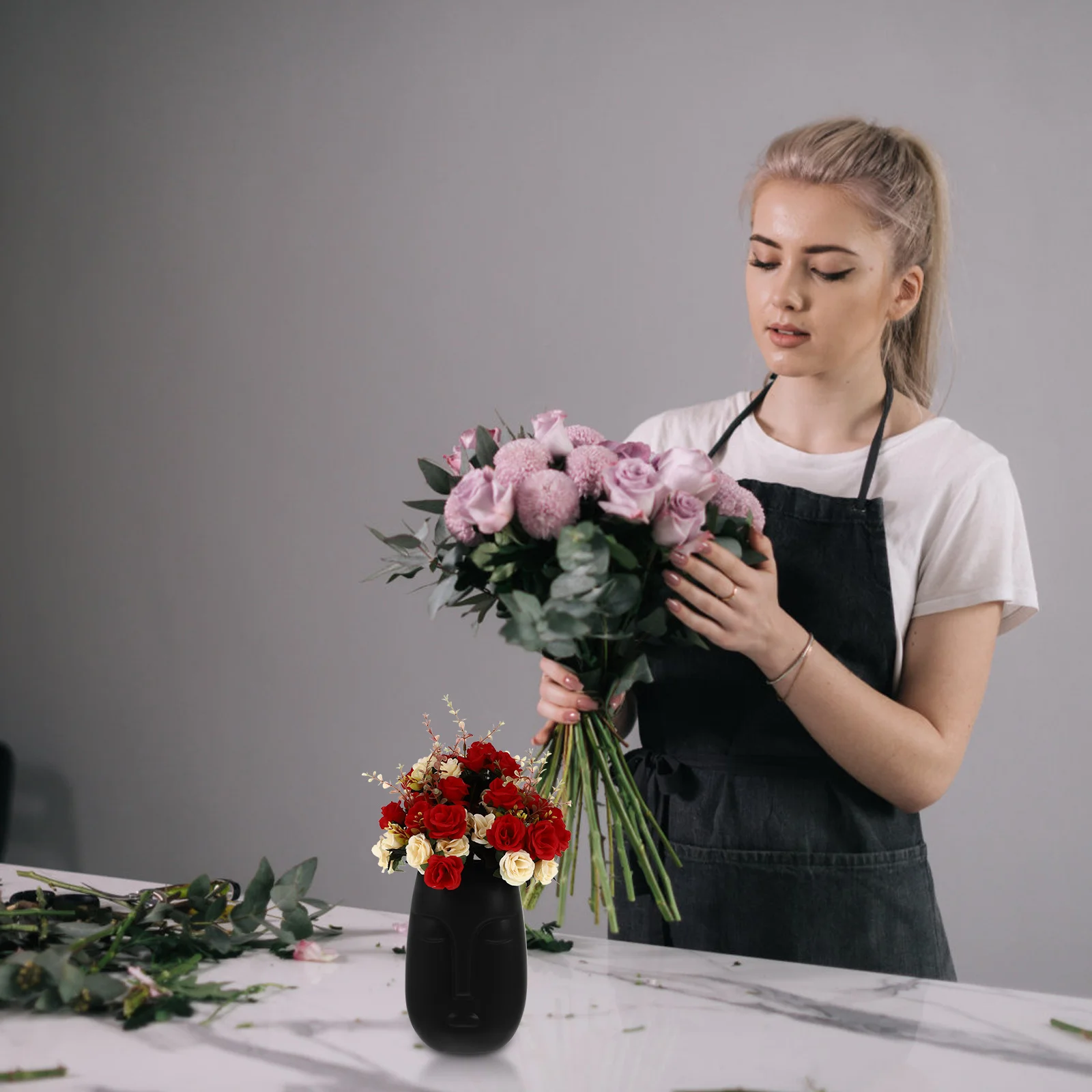 

Human Face Vase Ceramic Artistic Flower Arrangement Home Decoration Creative Desktop Vase Ornament Modern Abstract Flower Holder