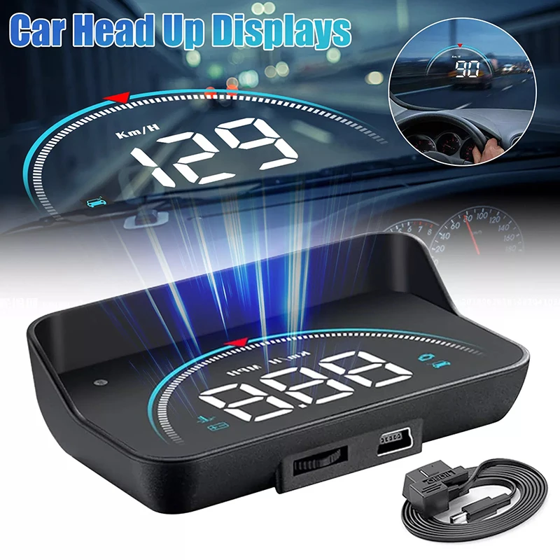 M8 Car HUD Head Up Display OBD2 Overspeed Warning Auto Electronic Water Temperature LED Digital Projector Windshield