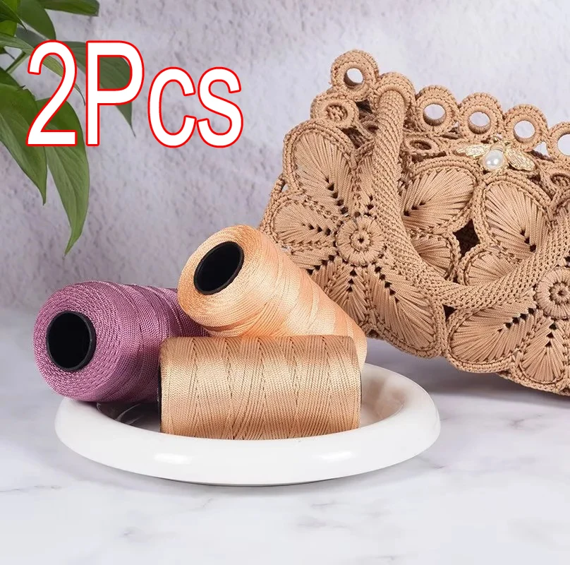 2 Stück insgesamt 200g Eisdünnes Geflochtenes Garn Seidenglänzendes Garn für DIY Handstricken Häkeln Tasche Hut Handtasche Schuh