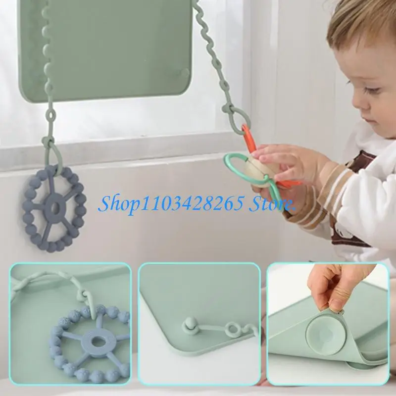 لوحة تغذية الطفل قابلة لإعادة الاستخدام للأطفال المفارش سيليكون الصف الغذاء مع حزام مفرش المائدة للأطفال الصغار حديثي الولادة #5