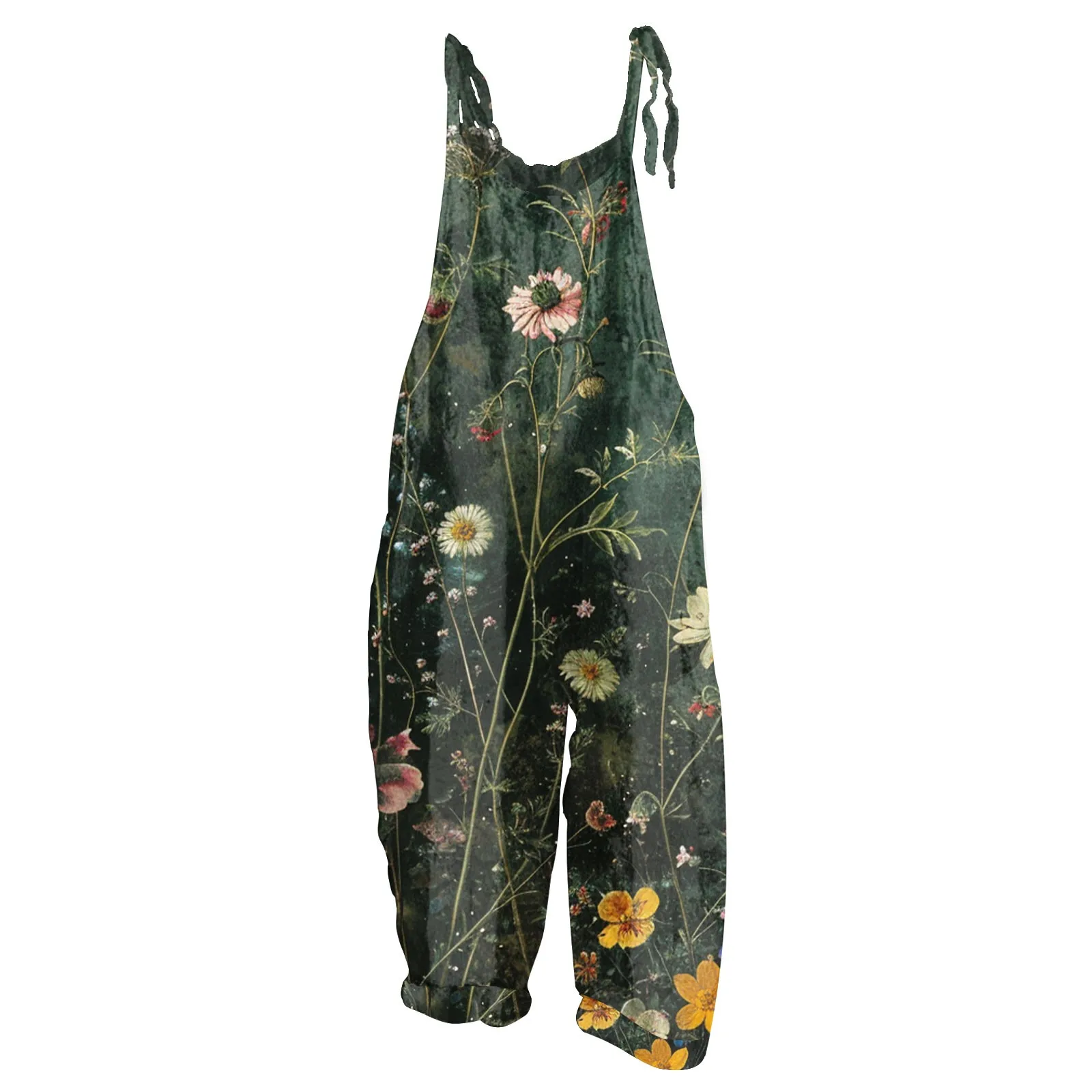 Dames Jumpsuit Met Bloemenprint Casual Losse Vintage Schouderband Katoenen Linnen Jumpsuits Voor Dames Casual Dames Jumpsuit