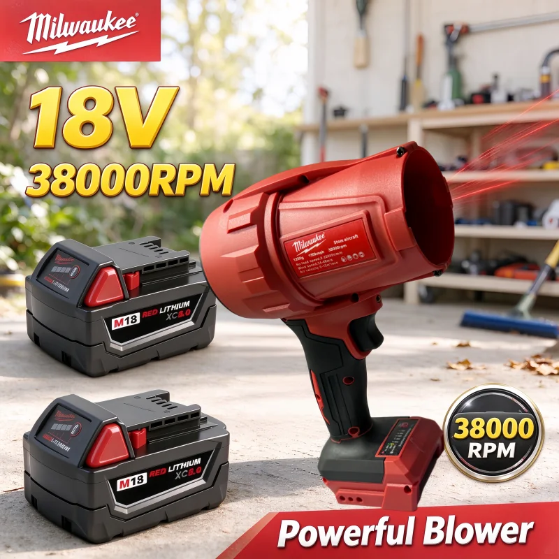 18V Milwaukee Battery,38000RPM Violent Blower, Electric Air Duster Turbo Wind Speed Rechargeable Cleaning Tool For Home Car