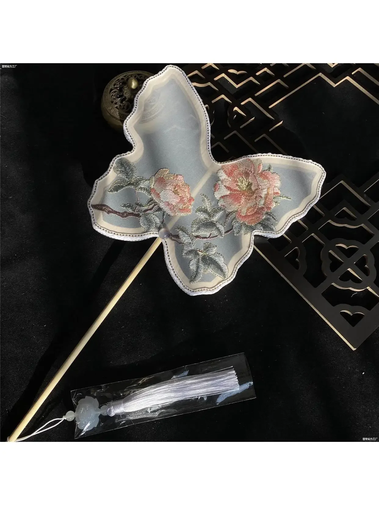 Group fan antique girl butterfly Chinese classical translucent long handle shaped Butterfly  fan