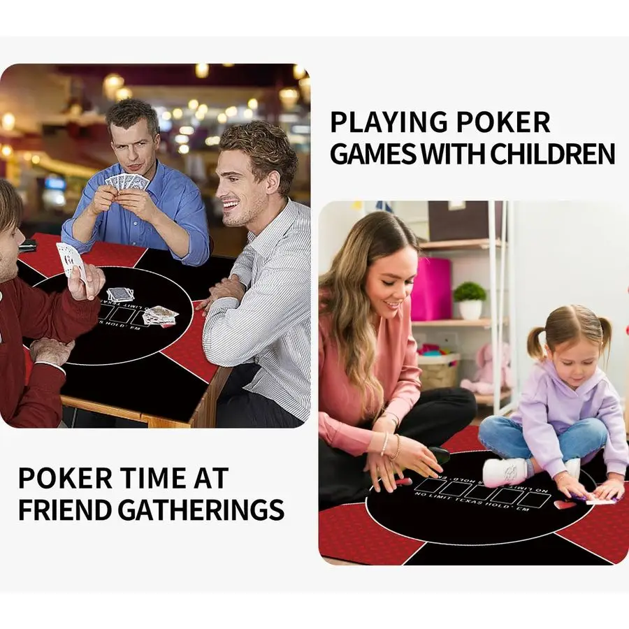 120 140 160 cm Tappetino da poker quadrato Texas Holdem Poker Tappetino in gomma Topper per tavoli Tavolo da poker portatile pieghevole Layout da poker per