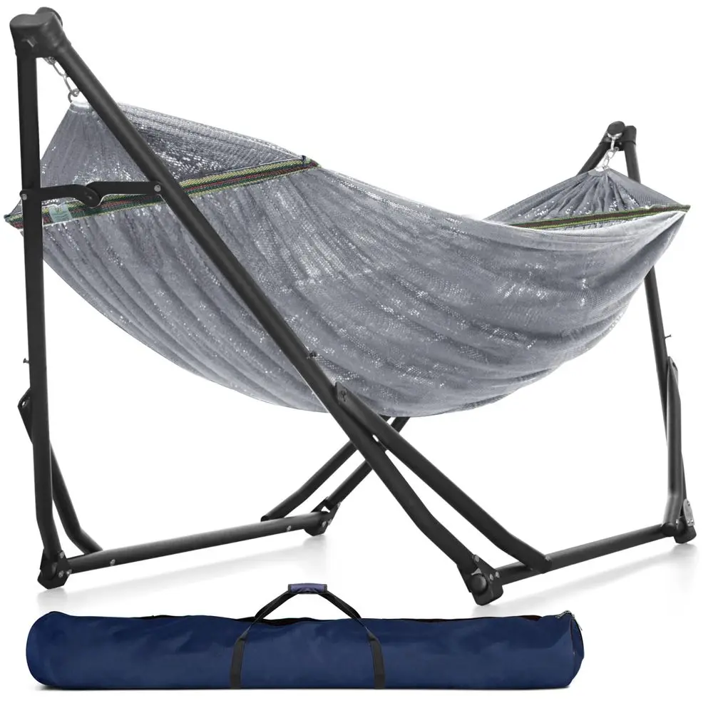UniGen Hammock, Hammock Stands Heavy Duty Indoor Outdoor Hammock with Signature Steel Stand, 600lbs Premium Foldable, Durable 2