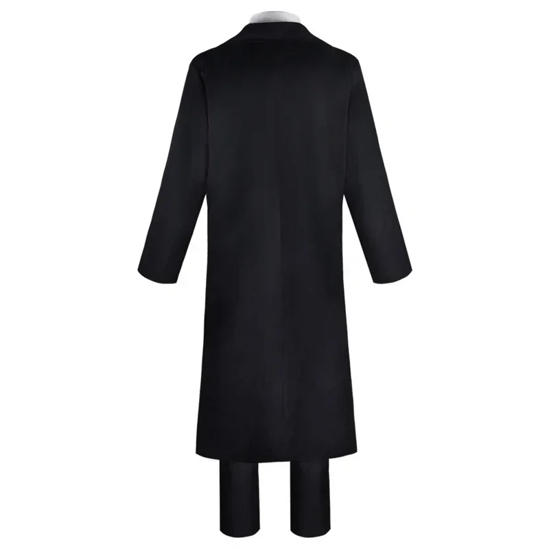 Cosxie anime motosserra homem makima cosplay traje preto trench camisa gravata calças makima peruca longa luz vermelha trança masculino feminino terno uni