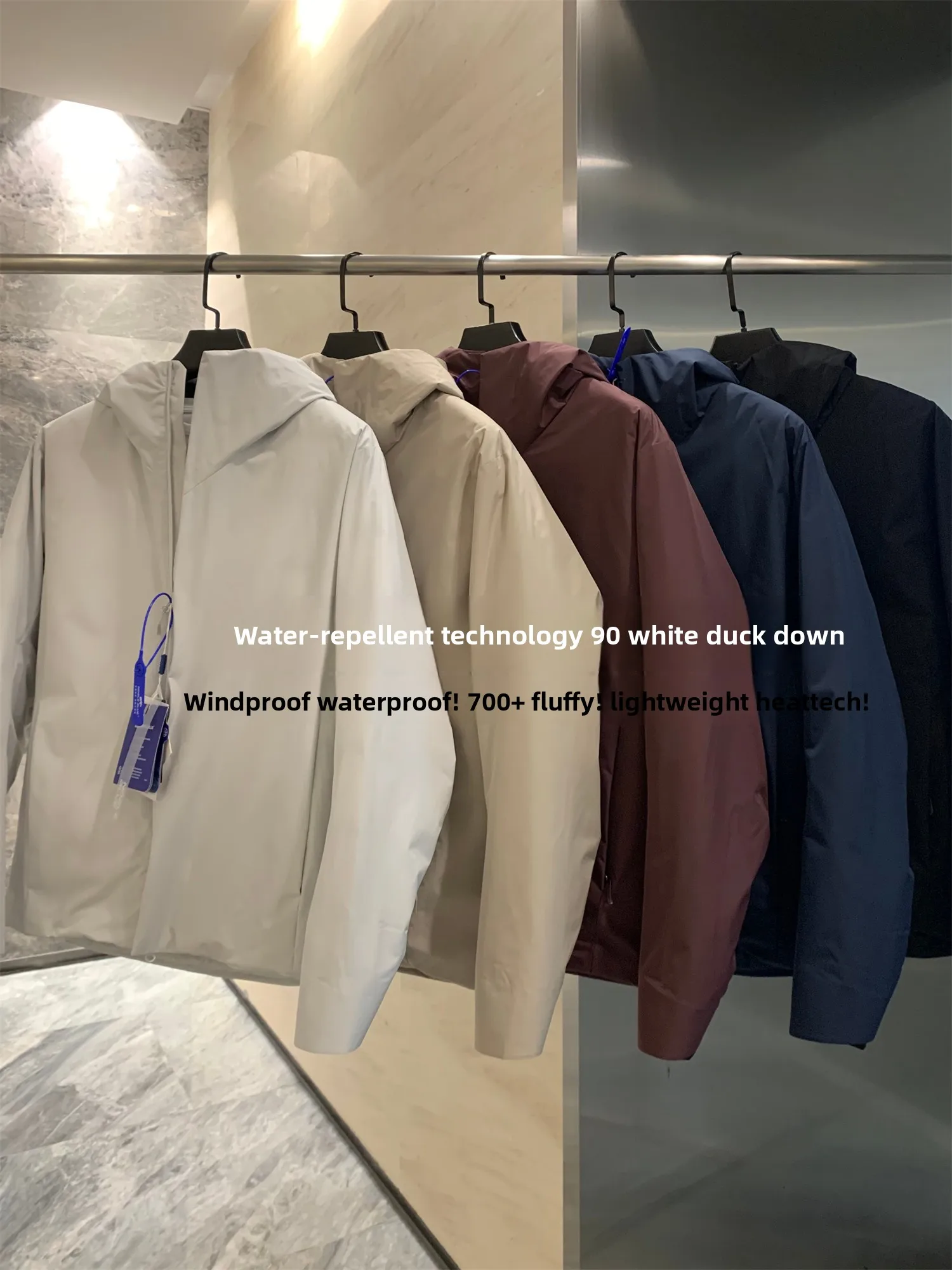 في الهواء الطلق Thiened الأبيض Du أسفل مقنعين Jaet تقنية مقاومة للماء شتاء دافئ ألياف البوليستر سستة إغلاق طويل Sve...