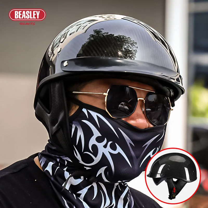 

Lightweight Motorcycle Helmets for Men Women Four Seasons Carbon Fibre Half Helmet Retro Scooter Helmet Casco Moto