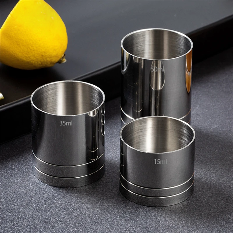 25/35/50ml Stainless Steel Measuring Cup Cylindrical Cocktail Ounce Jigger Wine Drink Measurer Bartending Bottle Bar Accessories