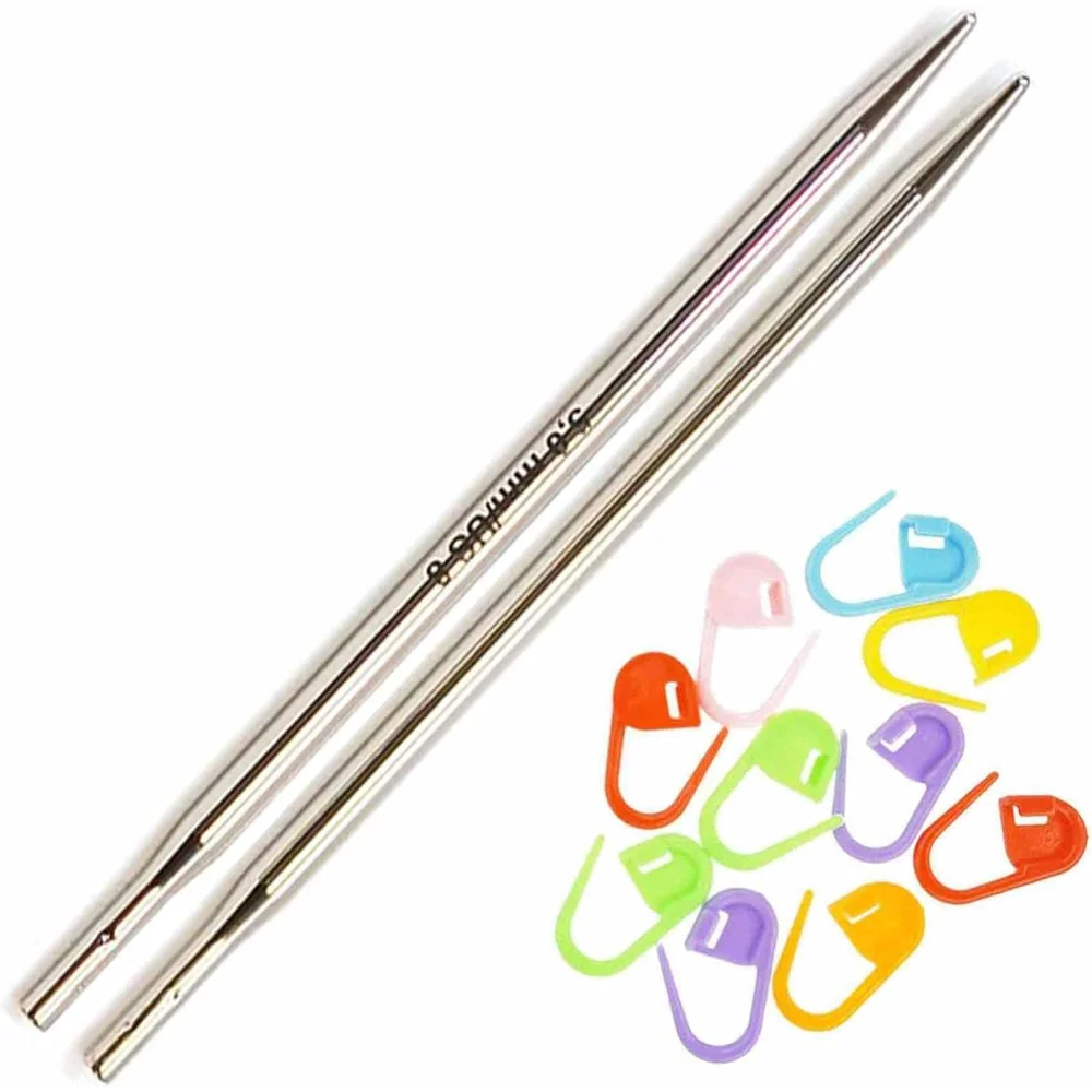 

5" Interchangeable Circular Knitting Needle Tips, US 13 with Stitch Markers