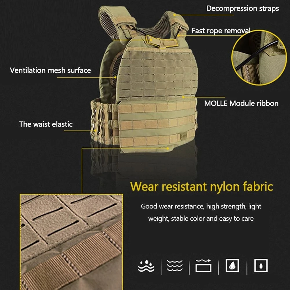 Training Hunting Tactical Vest for Men/Women Plate Carrier Body Armor Hiking Chest Rig Assault Armor Vest Molle Airsoft