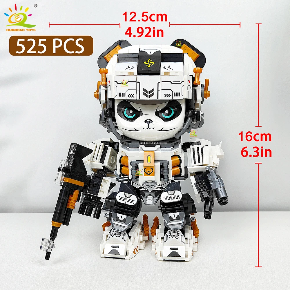 HUIQIBAO 525 pièces MOC Panda Mecha modèle bloc de Construction série Robot Animal brique Construction jouet enfants bureau décoration de la maison