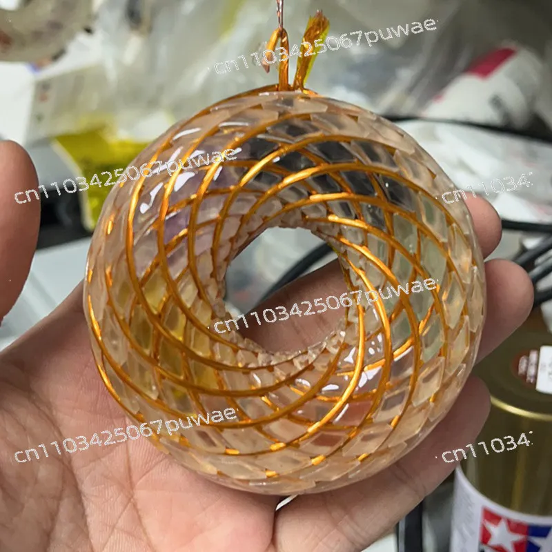 Rodin coil pendant, five-element crystal stone filling diameter 8cm