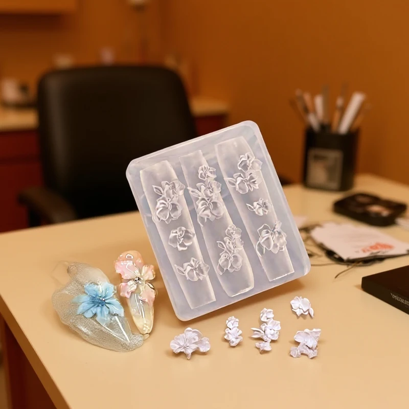 Moule à ongles 3D en Silicone, coquille d'étoile de mer, papillon, fleur, décoration Nail Art, modèle Transparent, outils de conception de manucure