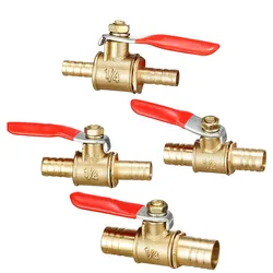 Brass ball  Valve 6mm 8mm 10mm 12mm 14mm Hose Barb Inline Brass Air Water Oil Gas Fuel Line Ball Valve Pipe Fittings red handle