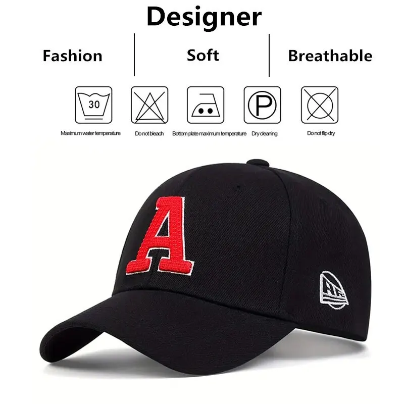 Unisex A Leter Embroidery Snapback Baseball Caps Spring and Autumn Outdoor Adjustable Casual Hats Sunscreen Hat