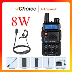 Baofeng Official Store UV-5R 8W/5W Tri-Power Walkie Talkie High Power Dual Band Long Range Portable Handheld UV 5R Radio