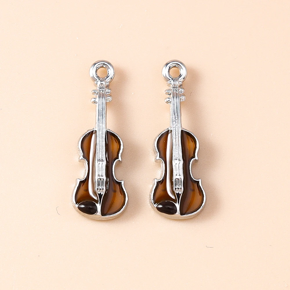 Leslie 5 Stück süße Violine-Anhänger, Gitarre, baumelnde Charm-Perlen für DIY-Marke, Sterling-Silber, Armband, Schmuckherstellung, Handwerk – Detail 5