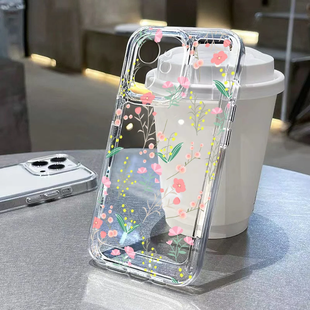 Clear Cases For iPhone 16 Pro Case iPhone 15 Pro Max 11 14 13 12 X XS Max XR 7 8 Plus SE 2020 2022 Fundas Flower Soft Back Cover