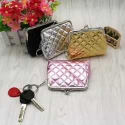 Metal Button Pocket Hasp Coin Purse with Key Ring PU Leather Clutch Wallet Pouch Lipstick Storage Bag Small Wallet Travel