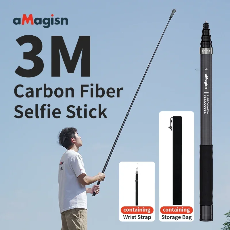 3M Carbon Fiber Selfie Stick for Insta360  Aluminum Alloy Selfie Stick for aMagisn GoPro DJI Extension rod accessories