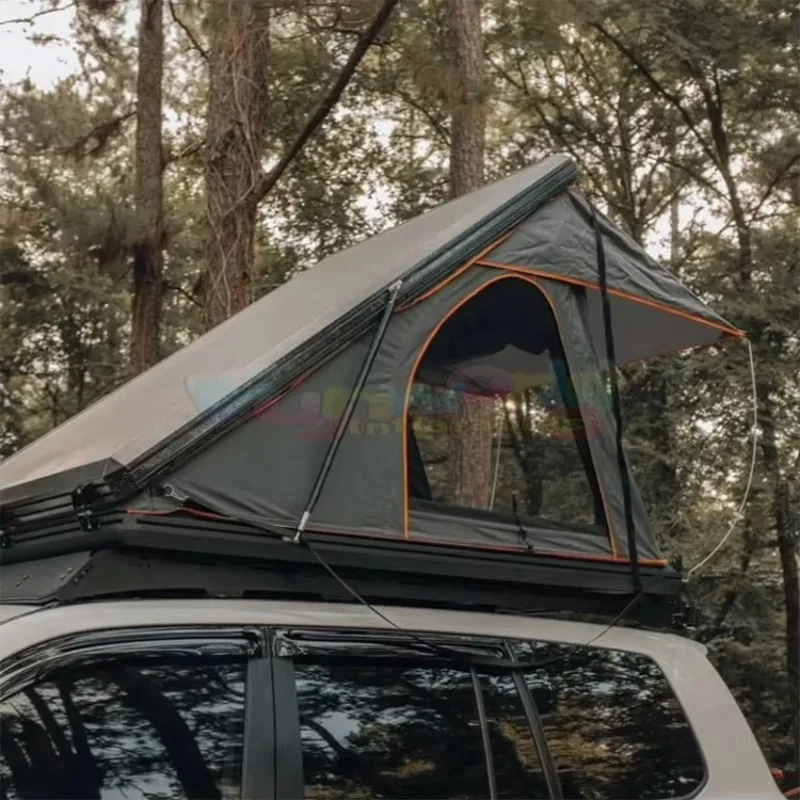 Waterproof aluminum triangle 4 person hard shell top tent 320g canvas