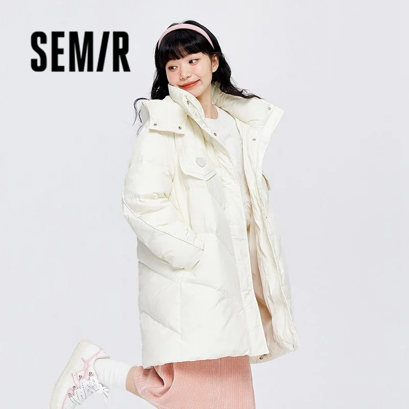 Jaqueta semir com capuz feminino, longa textura, quente, moda, inverno, novo, 2023