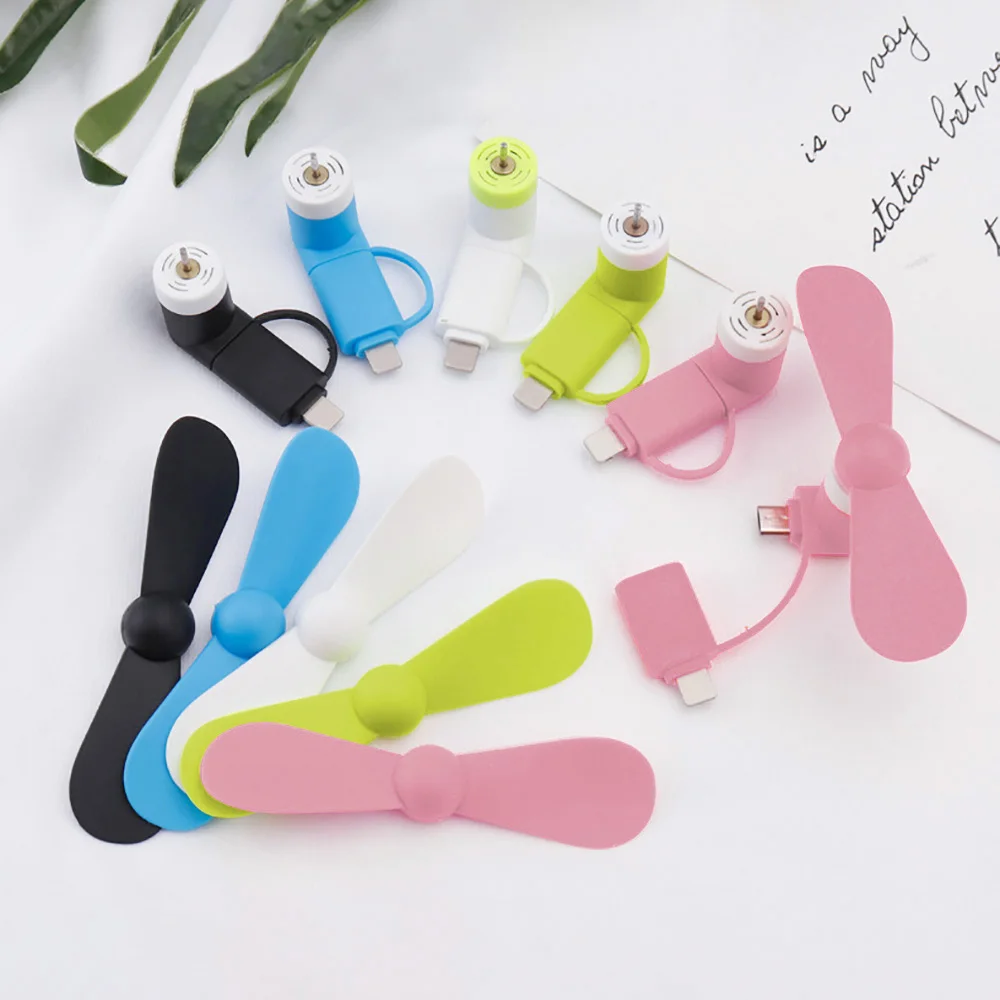 Phone Fan 2in1 Type C Mini Mobile Phone Fans Compatible with Android Samsung Xiaomi Smartphone Tablet Fit for Micro USB/Type C