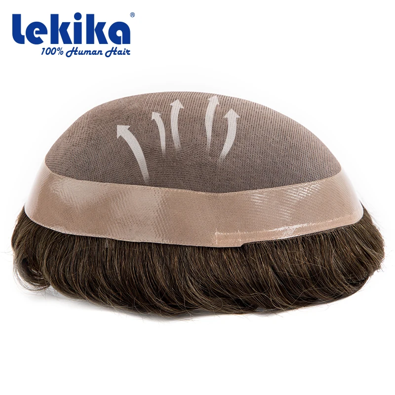 مضاد للجراثيم الشعر المستعار أحادية الرجال الشعرية الاصطناعية 6 ''خصلات الشعر المستعار الإنسان للرجال مريحة الذكور الشعر الاصطناعية شعر مستعار دائم