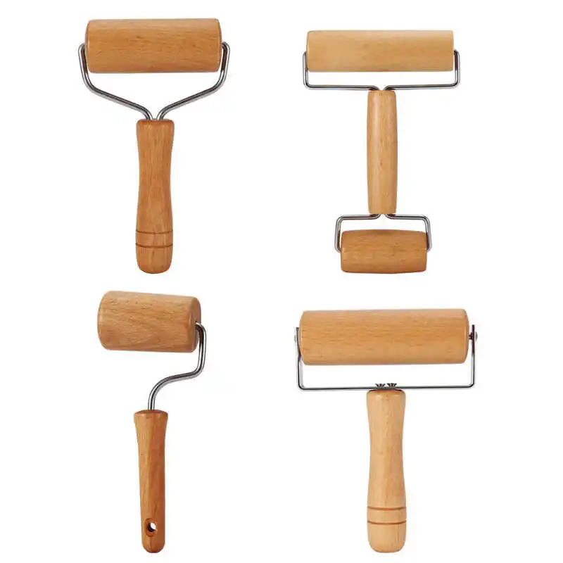 Rodillo de madera para pastelería y Pizza, utensilios de cocina para hornear, pastelería
