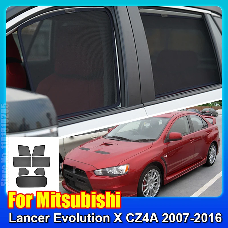 For Mitsubishi Lancer Evolution X CZ4A 2007-2016 Car Magnetic Sunshade Shield Front Windshield Curtain Rear Side Window Visor