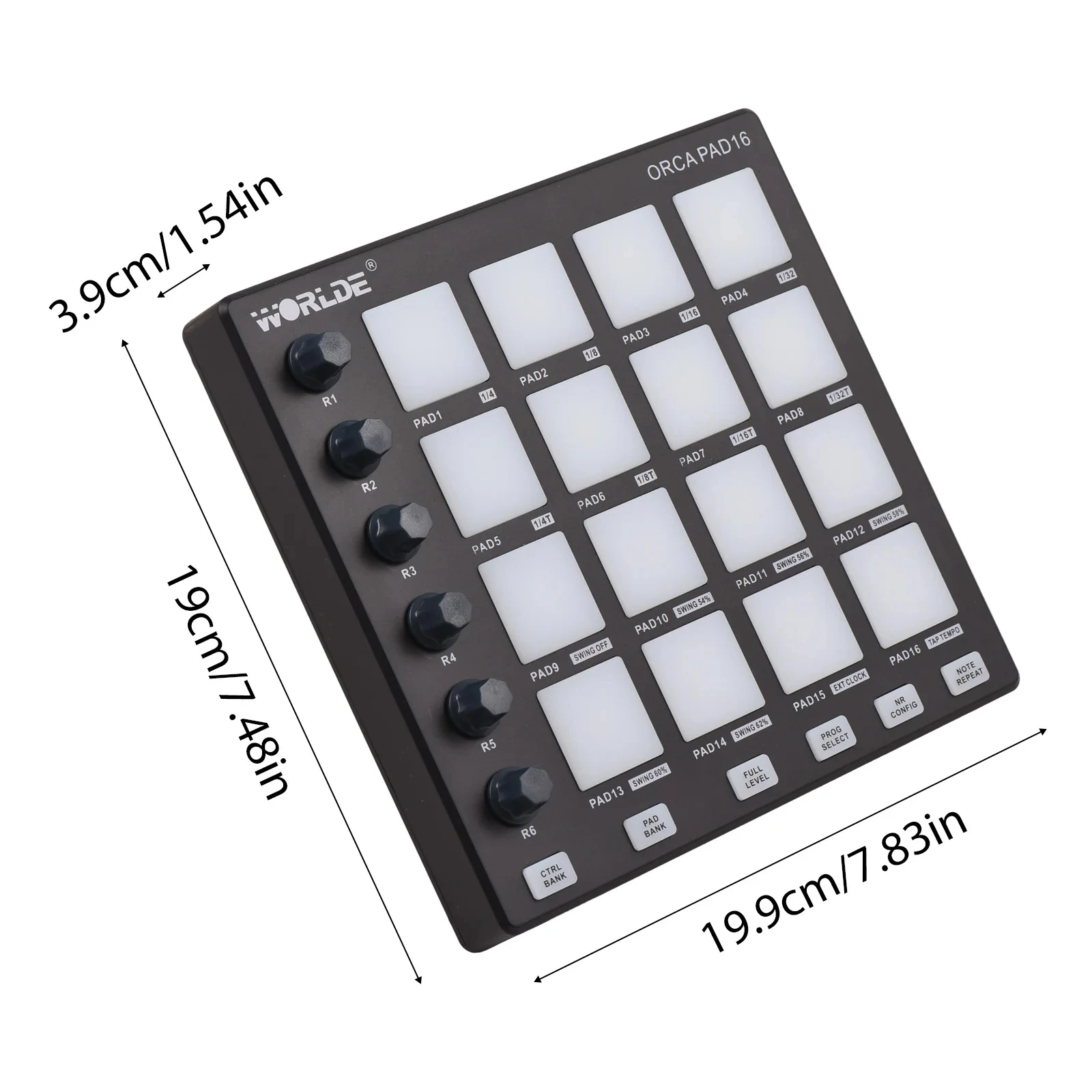 WORLDE ORCA PAD16 + لوحة مفاتيح MIDI ذات 16 مفتاحًا |   حزمة Mini II Pro Studio |   وحدة تحكم USB-C DAW لاستوديو Ableton/FL