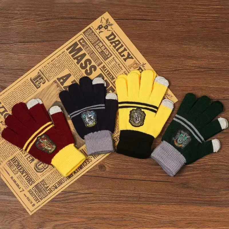 Hogwarts Knitted Hat Gloves Warm Accessories Harries Potter Products Gryffindor Slytherin Logo Decoration Party Gifts for Kids