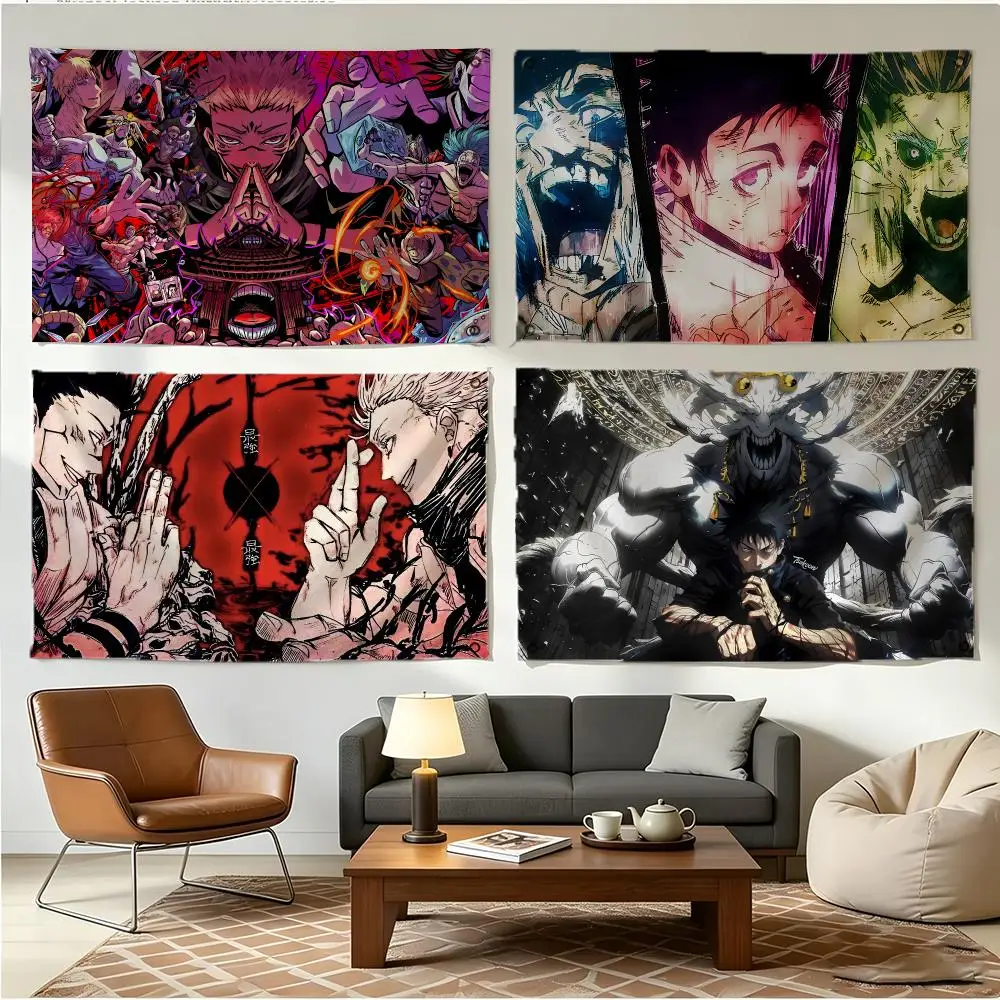 Manga Supernatural Jujutsu Kaisen Flags Four Ring Borderless Art Decor Indoor Outdoor Use Simple Hang And Install