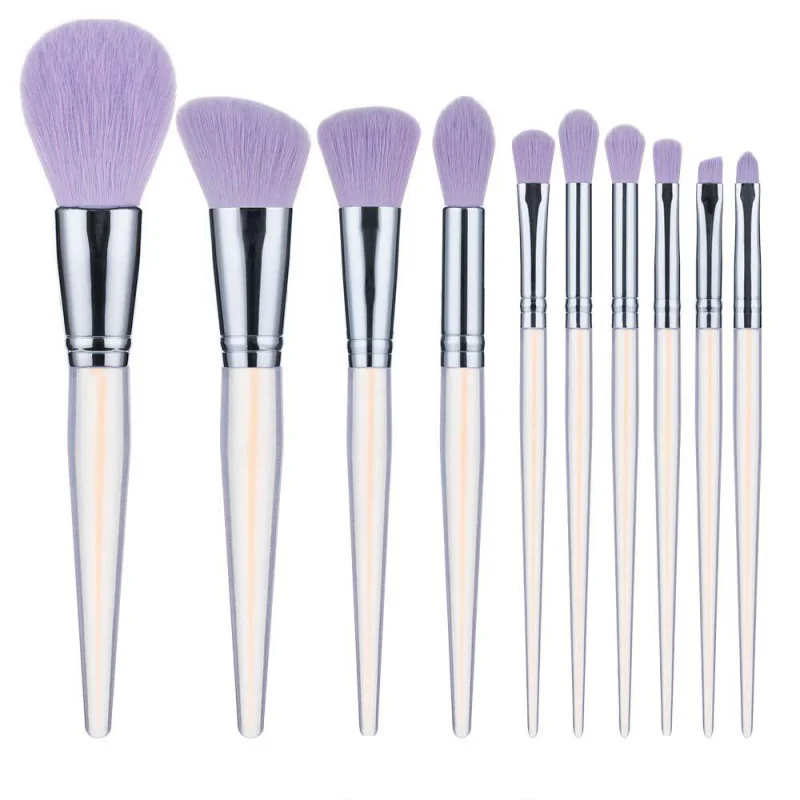 10 pinceaux de maquillage, manche en acrylique, brosse à poudre, ombre à paupières, outils de beauté, en Stock