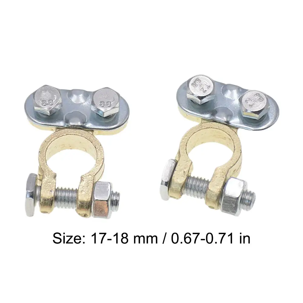 2Pcs Zinc Alloy Battery Terminal Clamps 17-18mm Screw Type Connectors for Car Truck Van Caravan, 12V Positive Negative