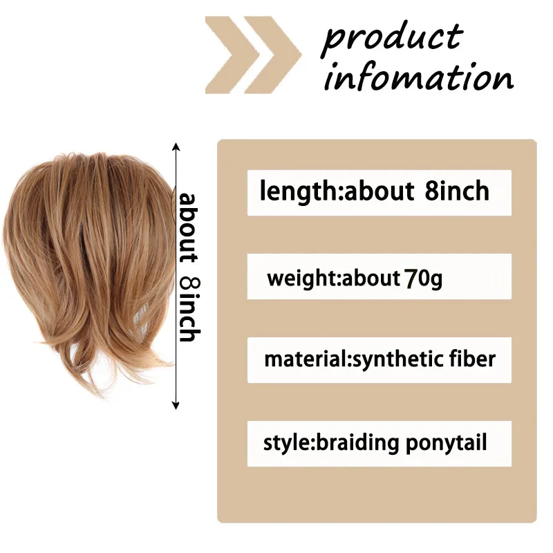 Claw Clip Messy Hair Tie Short Ponytail Extension Strap Adjustable Metal Wire Synthetic Fake Hair Tie, Suitable For Women Daily