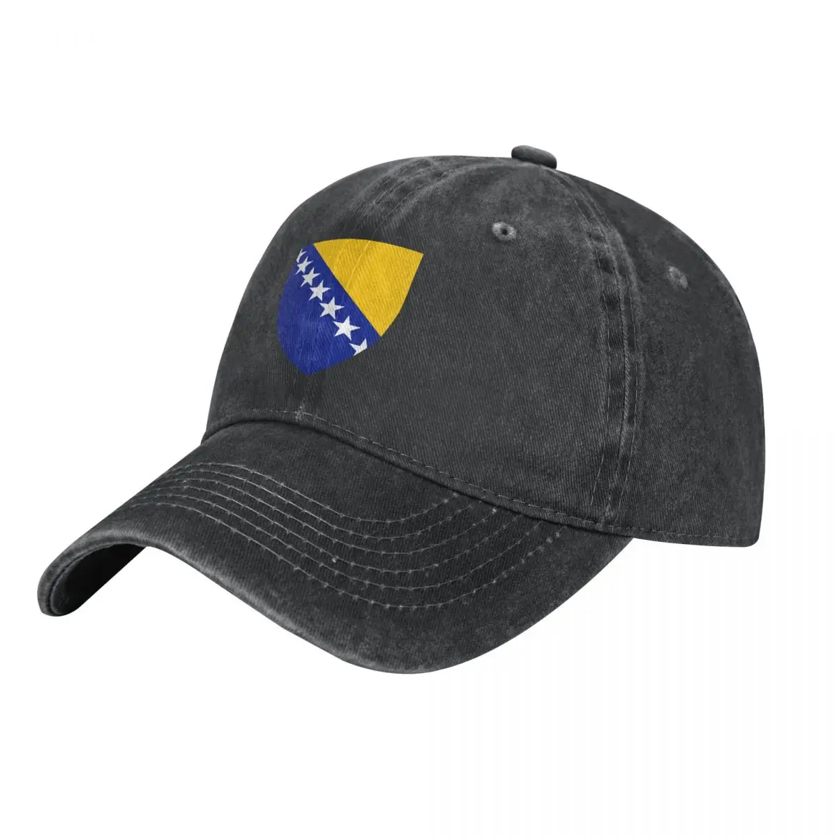 Men Baseball Cap Bosnia And Herzegovina Emblem Charcoal Washed Denim Classic Vintage Cotton Dad Trucker Hat Unisex Adult