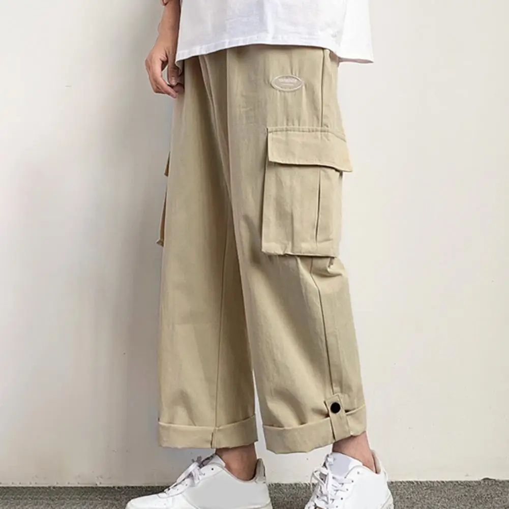 Men Deep Crotch Trousers Men Trousers Versatile Men's Cargo Pants Stylish Streetwear Trousers with Multiple Pockets Comfortable