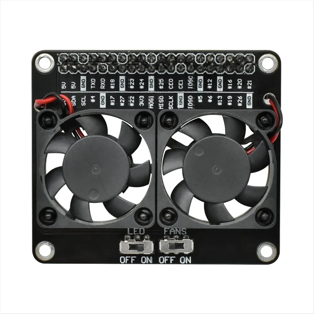 giftnew RPI Dual Cooling Fan Shield Expansion Board for Raspberry Pi 5B/4B/Zero with LED RPI Radiator DIY Projects Electronic