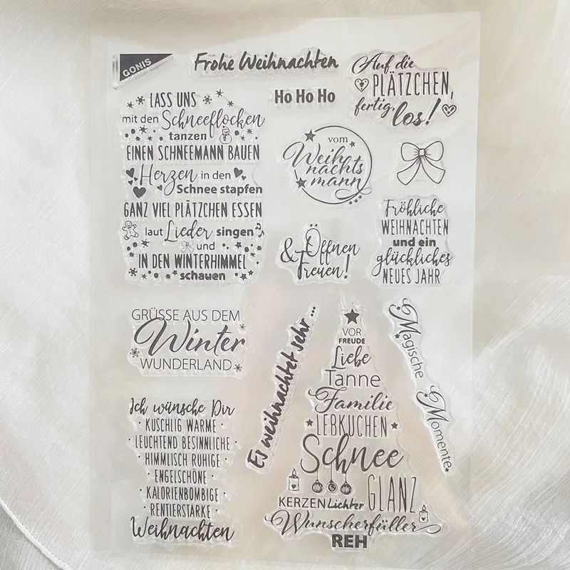 Alman kelime merry christmas temizle damga şeffaf silikon damga Scrapbooking fotoğraf albümü dekorasyon mühür damga için