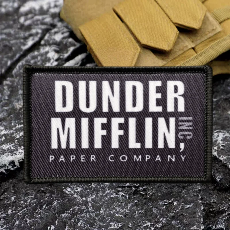 Parche estampado DONDER MIFFLIN, insignia de moral táctica militar con gancho y bucle, pegatina decorativa para mochila, parches para brazalete para ropa - imagen 3
