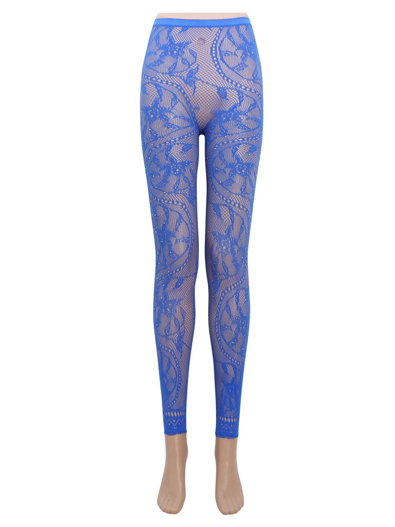 Damen-Strumpfhose mit hoher Taille, glitzerndem Strass-Fischnetz, fußlose Strumpfhose, Leggings, farbiges Retro-Stil-Muster für 45–85 kg Gewicht – Detail 19