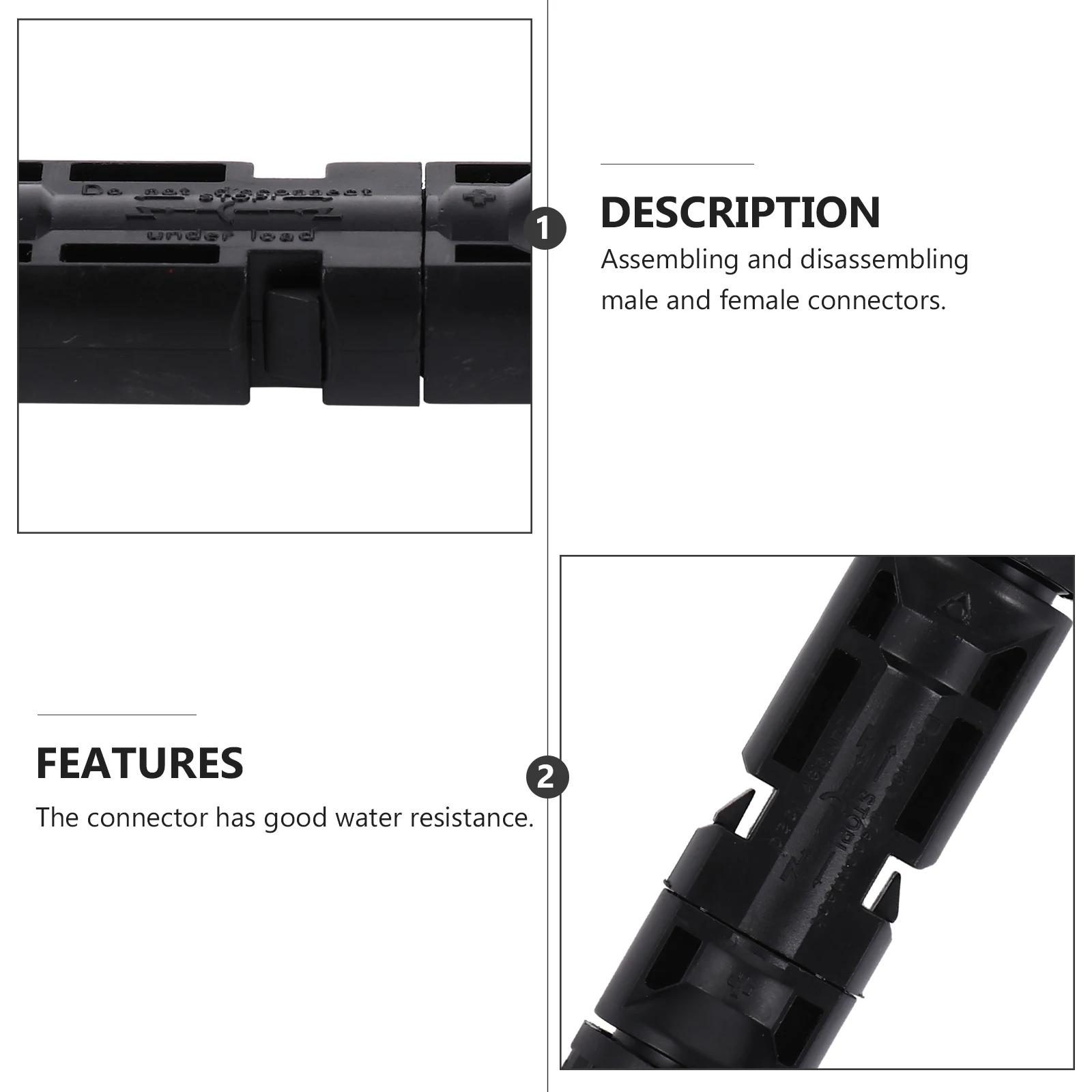 

Solar Cable Connectors Photovoltaic Wire Adapter Male Head Black Waterproof Panel Cable High Quality Durable Easy Storage